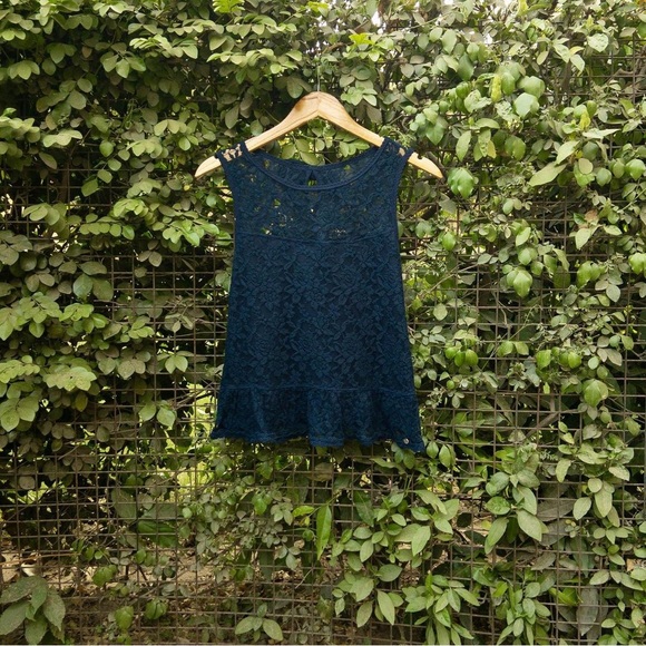 Abercrombie & Fitch Navy Lace Top - Picture 2 of 4
